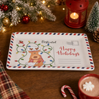 🎄🍪 Vintage Christmas Postcard Platter | Write Custom Holiday Messages, Serve Cookies & Festive Treats | Gift-Ready Packaging 🎅🎁