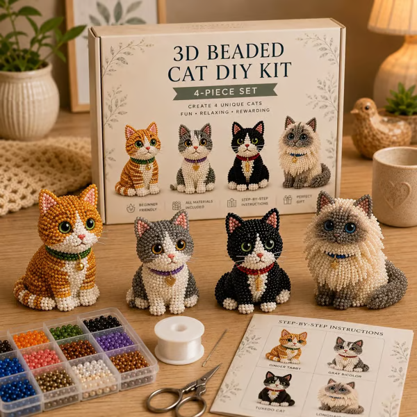 🐱 Create 4 Adorable Beaded Cats Yourself