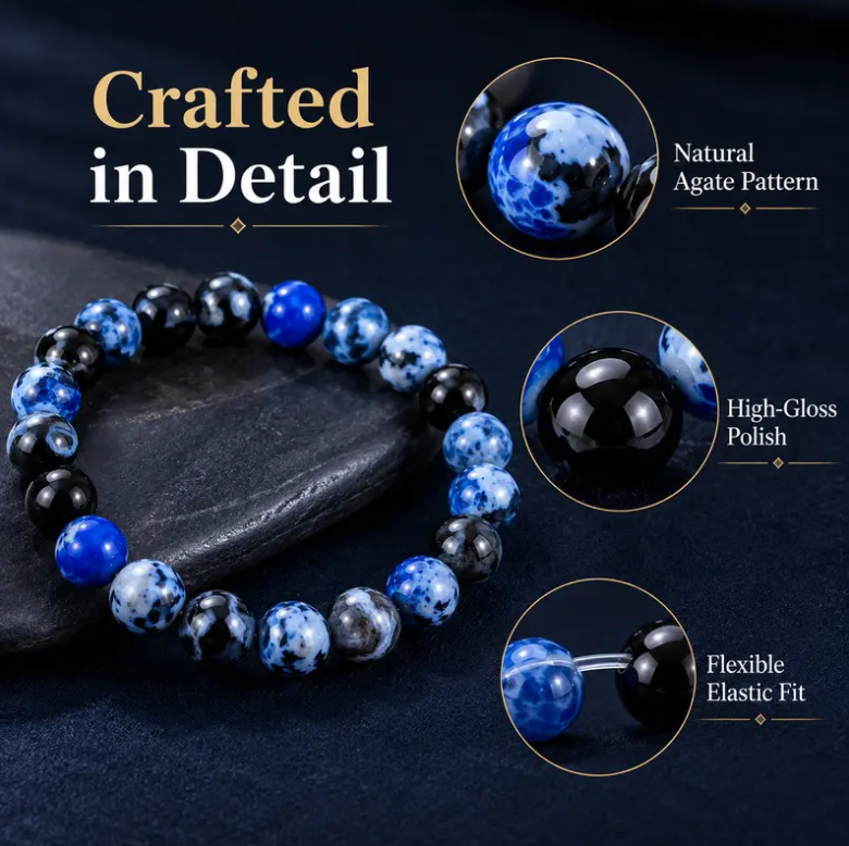 Blue Fire Agate Bracelet – Handmade Crystal Jewelry for Clarity, Balance & Protection ✨