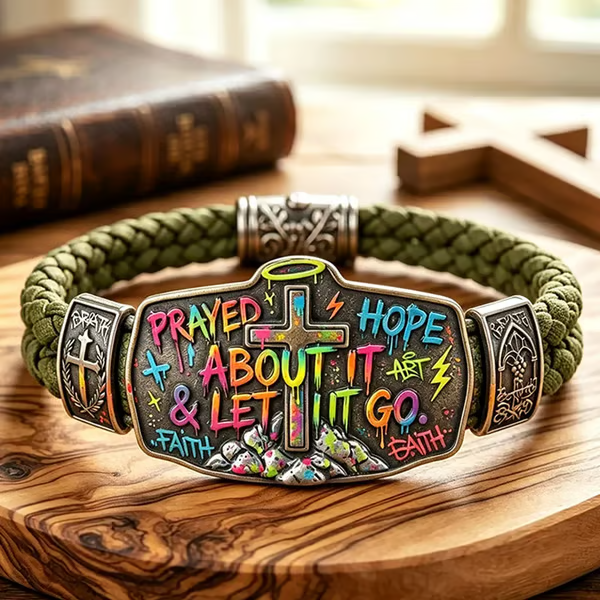 ✝️🌸Faith Over Fear Bracelet – Christian Cross Bracelet Inspired by Isaiah 41:10, Hope, Courage & Divine Strength