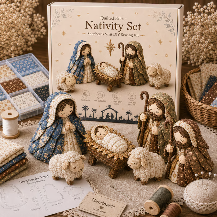 🔥 LAST DAY 50% OFF – ✨ DIY Patchwork Nativity Scene Sewing Kit 🎄 Create a Handmade Christmas Keepsake